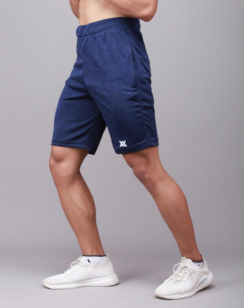 Navy blue cortenic knitted shorts